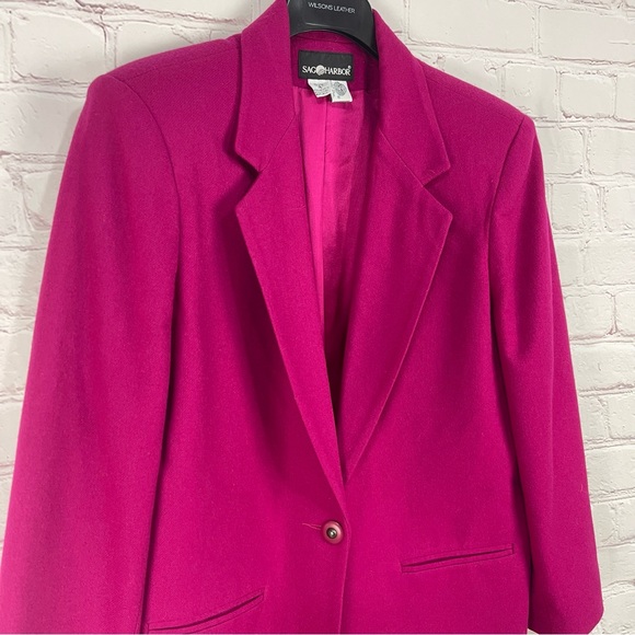 Sag Harbor Jackets & Blazers - Sag Harbor Fushia 1 Button Lapel Pure Wool Career Blazer Size 14